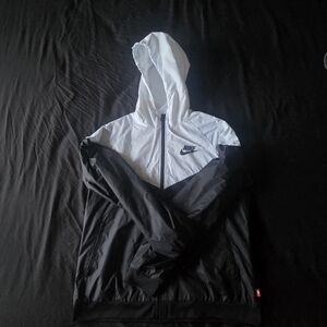 Nike Black & White Hooded Colorblock Windbreaker Jacket